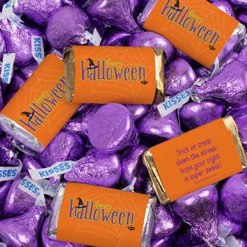 131 Pcs Halloween Candy Party Favors Hershey's Miniatures & Kisses by Just Candy (1.65 lbs) - Purple Spirit