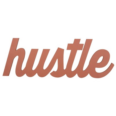 Hustle Script Wood Wall Sign - Stratton Home Décor: Modern Typography Art for Bedroom, Welcome Panel