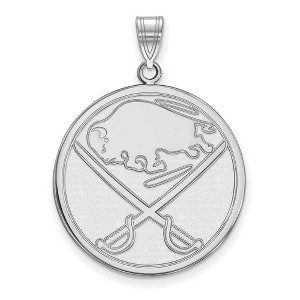 Black Bow Jewelry 10k White Gold Buffalo Sabres NHL Extra Large Pendant - 1 of 3