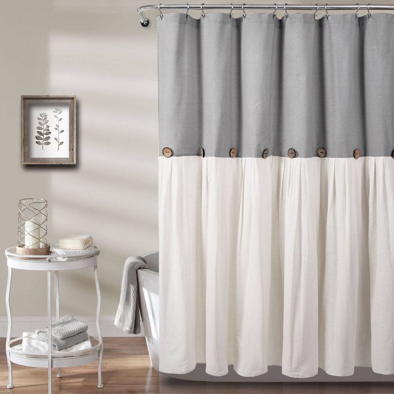 Linen Button Shower Curtain - Lush Décor, 1 of 12