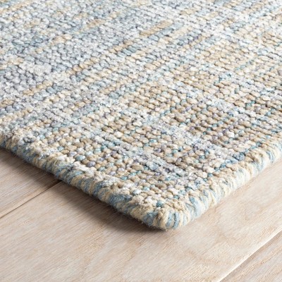 Handmade Pale Blue & Cream Farmhouse Grid 8' x 10' Area Rug