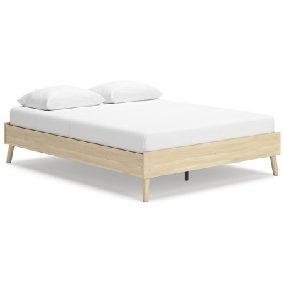 Light Brown Queen Wood Platform Bed with Storage