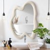 Beautyolove 24 in. W x 32 in. H Irregular Beige Flannelette Framed Wall Mirror Asymmetrical Decorative Wall Mirror - 2 of 4