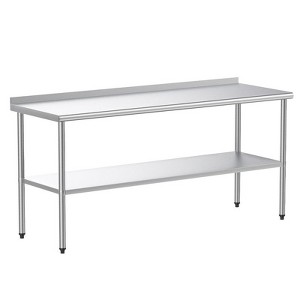 Karl Home Stainless Steel Table With Undershelf and Backsplash - 1 of 4
