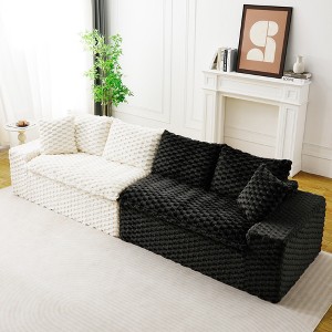 120" Color-Block Turtle Velvet Sofa with Ergonomic Backrests, High-Density Sponge Cushions, and 400lbs Weight Capacity - 1 of 4