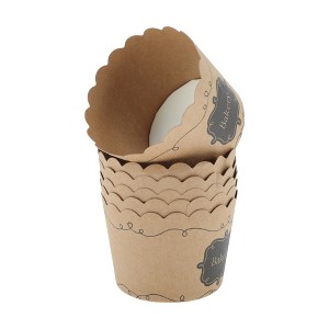 Unique Bargains Disposable Baking Cups Wood Pulp Paper PE Coating Reddish Brown Khaki 2.36"x1.77" 50 Pcs - 1 of 4