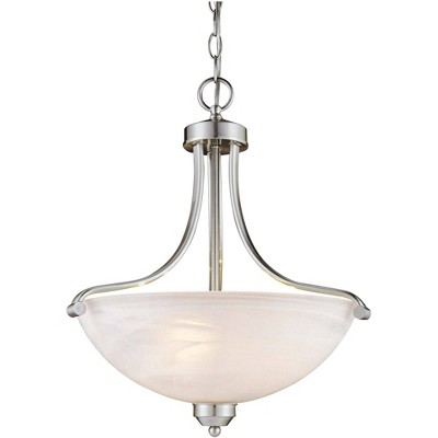 Minka Lavery Brushed Nickel Pendant Chandelier 18" Wide Modern Etched Marble Glass Shade for Dining Room House Foyer Entryway