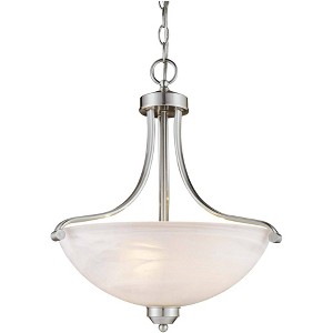 Minka Lavery Brushed Nickel Pendant Chandelier 18" Wide Modern Etched Marble Glass Shade for Dining Room House Foyer Entryway - 1 of 2