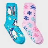 Kids' 2pk Penguin Cozy Crew Socks - Cat & Jack™