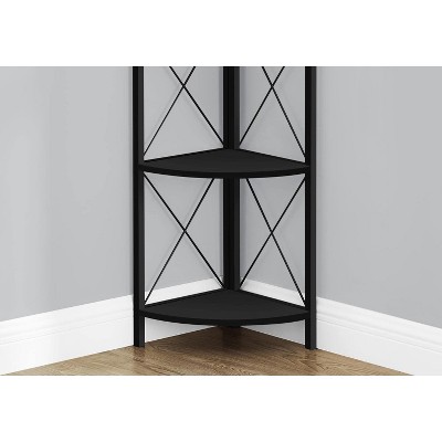 Black Metal Corner 4-Tier Etagere Bookcase