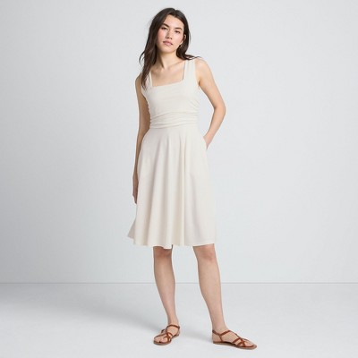 Lands' End Women's Cupro Fit and Flare Sleeveless Dress