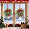 4 Pcs 11 Inch Small Wreaths for Kitchen Cabinets Front Door Wall Chairs Stairs Cedar Cypress Eucalyptus Leaf Pinecones Red - 4 of 4