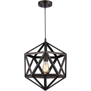 Chloe Lighting Osbert Industrial-Style 1 Light Rubbed Bronze Pendant 16" Wide - 1 of 3