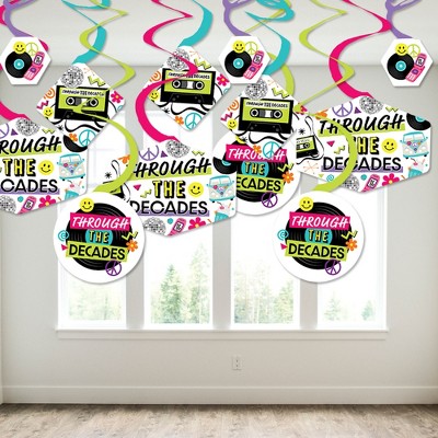 Multicolor Retro Decades Hanging Party Decoration Swirls Set