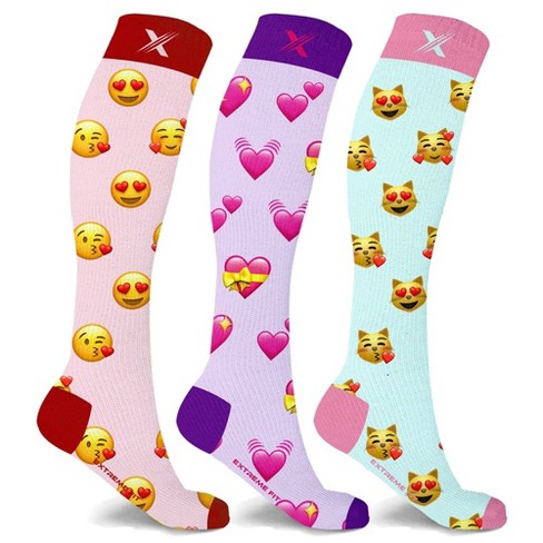 Extreme Fit Emoji Fun And Expressive Compression Socks - 3 Pair -  Small/medium : Target