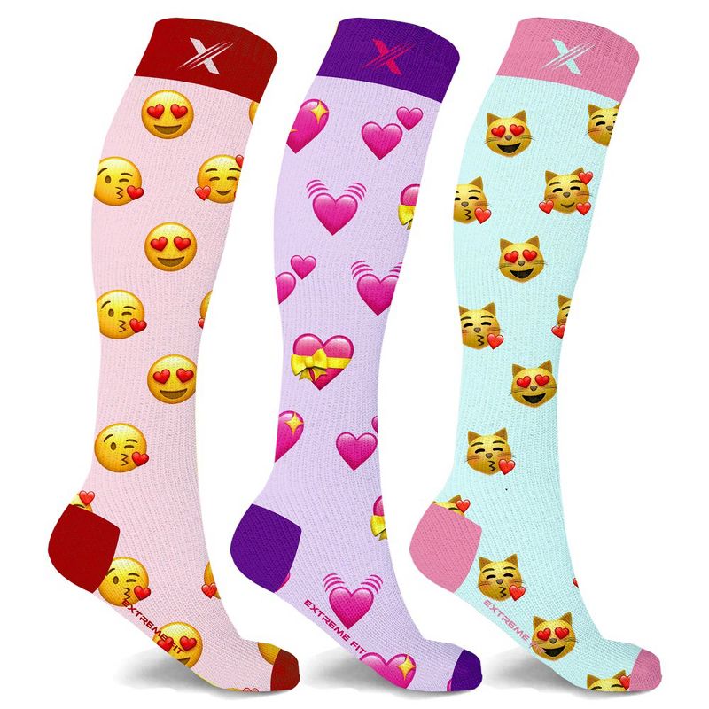 Extreme Fit Emoji Fun And Expressive Compression Socks - 3 Pair, 1 of 4