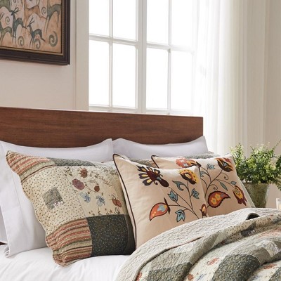 Gray Cotton Reversible Full Quilt Set with Scallop Embellishment