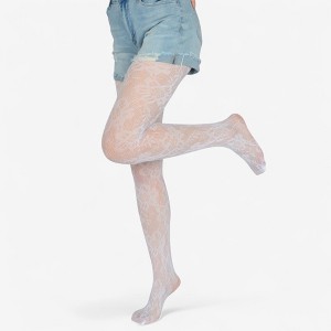 Anna-Kaci Women's 2-Pair Floral Lace Pattern Sheer Tights with Stretch Fit Suitable Height 5'1-5'8 - White - 1 of 4