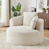 Compressible Corduroy Round Chair with Cushioned Backrest and No Assembly Required, Modern Comfort Seating for Living Room - 3 of 4