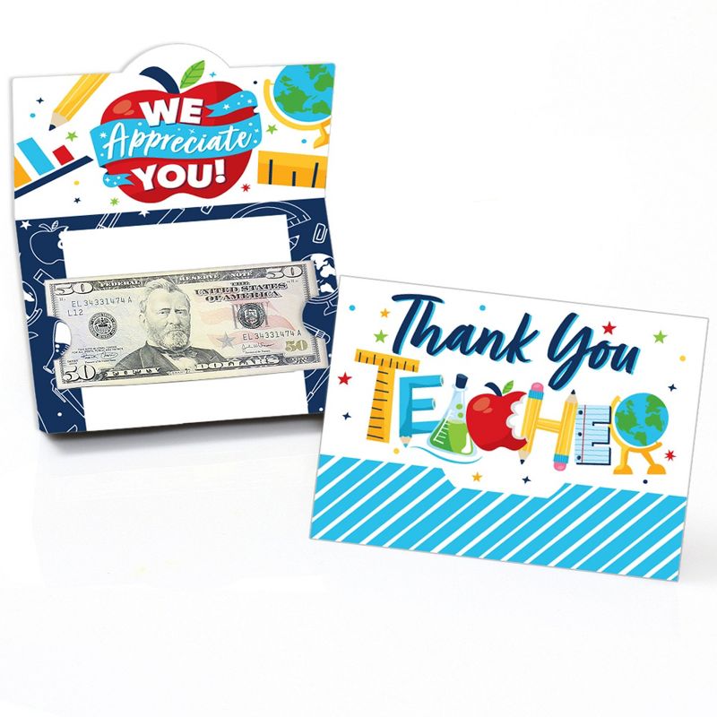 Big Dot of Happiness Thank You Teachers - Teacher Appreciation Money and Gift Card Holders - Set of 8, 1 of 5