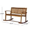 2-Seater Acacia Wood Rocking Loveseat with Smooth Motion,Rustic Outdoor Bench for Porch or Backyard-The Pop Home - 4 of 4