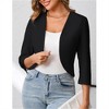 Clearlove Womens 3/4 Sleeve Bolero Shrug Open Front Puff Sleeve Cropped Lightweight Cardigan - 3 of 4