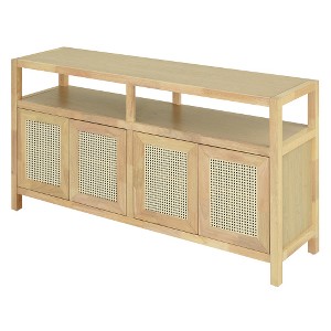 Lyngins Sideboard Buffet Cabinets with Handleless Push-to-Open Design,Bohemian Style Rattan Coffee Bar Cabinets,Credenzas for Kitchen,Entryway - 1 of 4