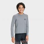 Boys' Raglan Flatlock Long Sleeve Swim Shirt - art class™ Gray