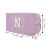 Unique Bargains Corduroy Rectangular Letter Makeup Bag Pink Purple 1 Pc - 2 of 4
