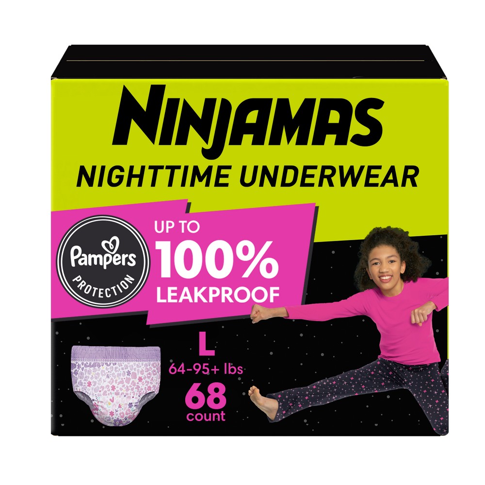 Pampers Ninjamas Nighttime Bedwetting Underwear Girl - Size 8 - 68ct