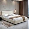 Velvet Upholstered Queen Size Platform Bed with Headboard & Storage Drawers - Leovsnove - 3 of 4