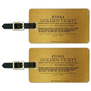 Willy Wonka And The Chocolate Factory Golden Ticket Luggage ID Tags Set of 2 - 1 of 4