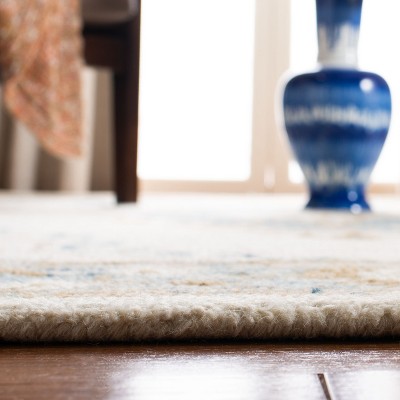 Ivory and Blue Hand-Tufted Wool Area Rug, 2'3" x 4'