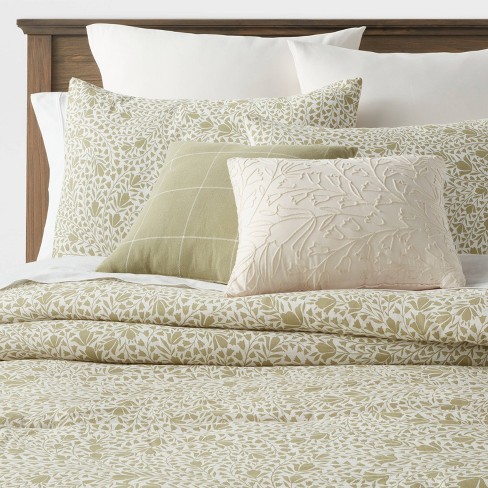 8pc Queen Floral Comforter Set Green - Threshold™