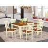 HomeStock 7-Piece Buttermilk and Cherry Finish Solid Wood Top Dining Table with 6 Chairs - 2 of 4