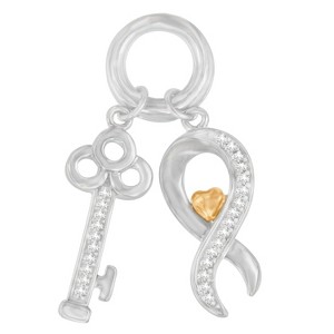 Haus of Brilliance Two Tone Silver 1/6 cttw Diamond Symbol Key Pendant Necklace - 1 of 4