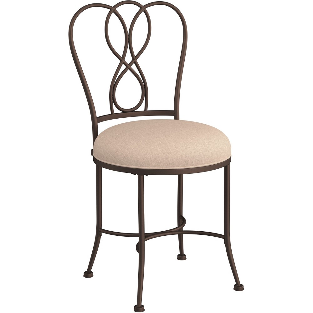 Photos - Chair 18.5" Christina Metal Vanity Stool Bronze/Cream - Hillsdale Furniture