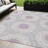 Lilac Purple And Ivory Floral Medallion Washable Indoor Outdoor Area Rug - 2 of 4