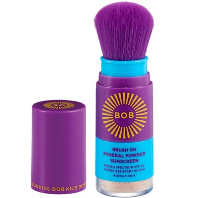 BOB KIDS SPF 30 Brush On Mineral Powder Sunscreen, Broad Spectrum, Water Resistant 80 Mins, Easy to Apply for Kids and Babies, Mfg in USA