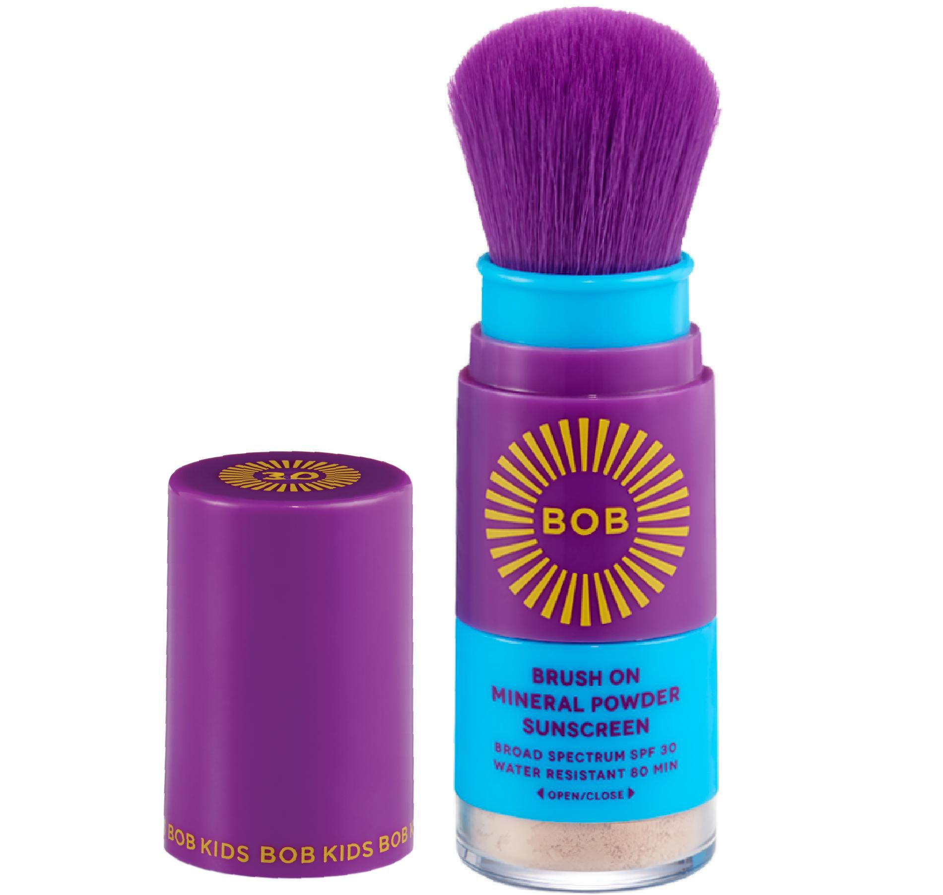 BOB KIDS SPF 30 Brush On Mineral Powder Sunscreen, Broad Spectrum, Water Resistant 80 Mins, Easy to Apply for Kids and Babies, Mfg in USA
