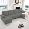 Mjkone 110" U-Shaped Sectional Sofa Couches with Double Chaises and Sleepable Armrests,Corduroy Upholstered 4-Seater Sofa - 4 of 4