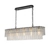 ALOADECOR 5-Light 39'' Matte Black Rectangle Elegant Ribbed Glass Chandelier Vintage Art Glass Pendant Light For Dining Room Ktichen Island - 4 of 4