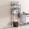 3 - Shelf Over Toilet Storage Bathroom Rack Space Saver Organizer Standing Metal Shelves with 4 Hooks Black - 3 of 4