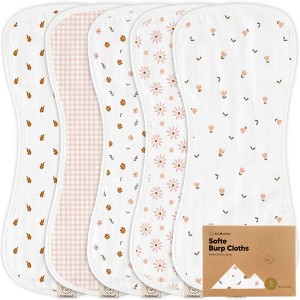 KeaBabies 5pk Organic Softe Muslin Burp Cloths for Baby Girls and Boys, Large Absorbent Burping Cloths for Babies, Baby Burp Clothes - 1 of 4