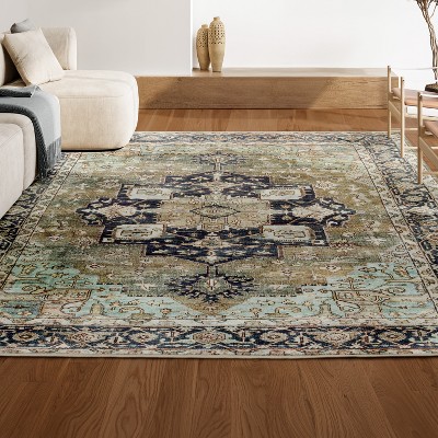 Maris Ornate Medallion Washable Area Rug - JONATHAN Y