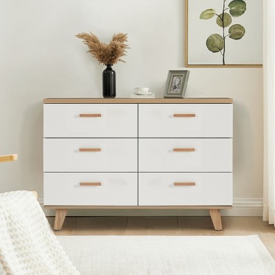 6 Drawer Dresser for Bedroom,Large Double Dresser with Drawers for Entryway,Living Room,Hallway,Mid Century Modern Dresser,Storage Organizer Dresser