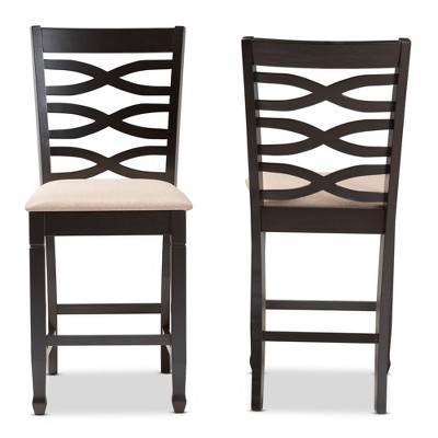 Lanier Espresso Brown and Sand Counter Height Pub Chair Set of 2