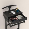 HDZNVF Clothing Rack with Storage Shelves, Wooden Valet Stand for Men Women - 4 of 4