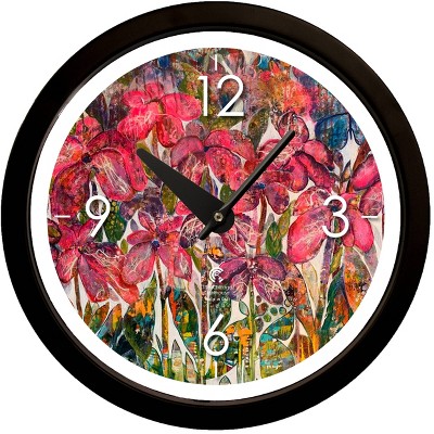 14.5" Artist Series Diane Rakocy Full Bloom Decorative Clock Black - The Chicago Lighthouse