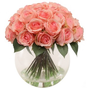 Floral Home 36 Rose Head in Glass Vase Arrangement - 1-Piece - 1 of 3